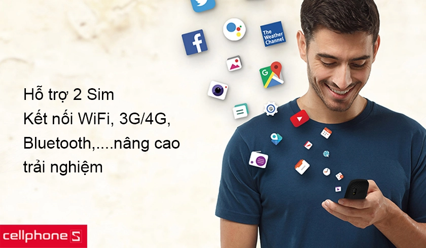 Hỗ trợ 2 Sim, kết nối mạng 4G, kết nối WiFi, Bluetooth