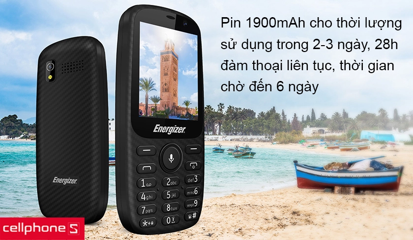Pin dung lượng 1900mAh với thời gian chờ lên đến 6 ngày và 28 giờ đàm thoại