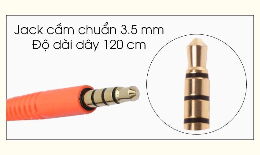 Jack cắm với kích thước 3.5mm đảm bảo tín hiệu luôn được truyền ổn định