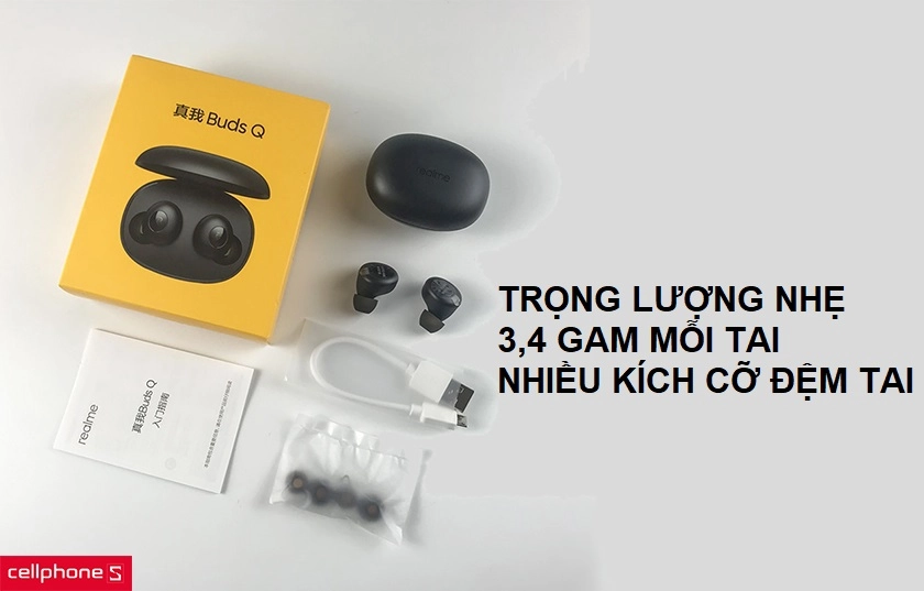 trọng lượng siêu nhẹ chỉ 3.4 gam nhiều kích cỡ đệm tai