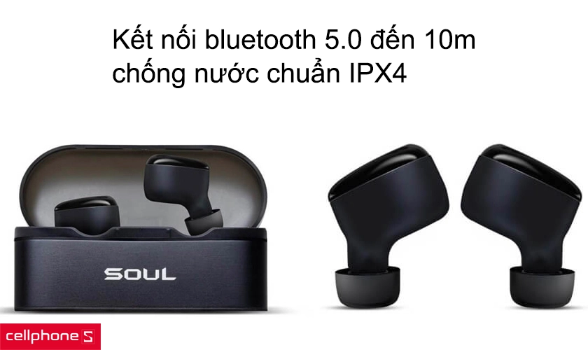 Kết nối bluetooth 5.0 đến 10m, chống nước chuẩn IPX4