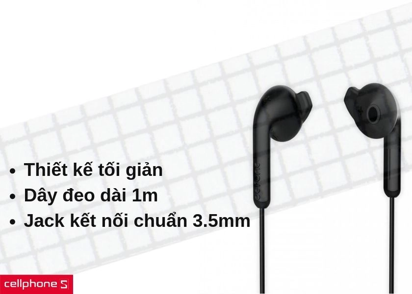 Thiết kế tinh tế, đơn giản và thời trang với dây đeo dài 1m cùng jack kết nối 3.5mm