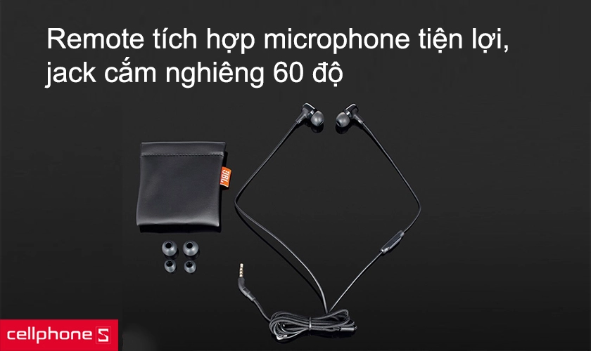Remote tích hợp microphone tiện lợi, jack cắm nghiêng 60 độ