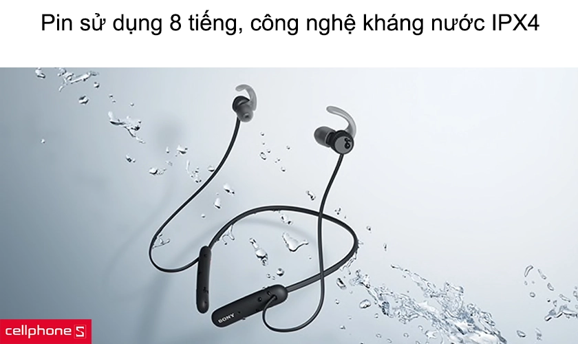 Pin sử dụng 8 tiếng, công nghệ kháng nước IPX4
