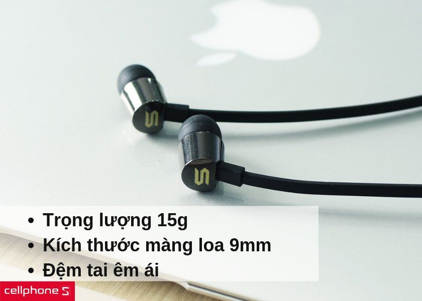 Kiểu dáng năng động, thời trang với đệm tai êm ái , kích thước màng loa chỉ 9mm