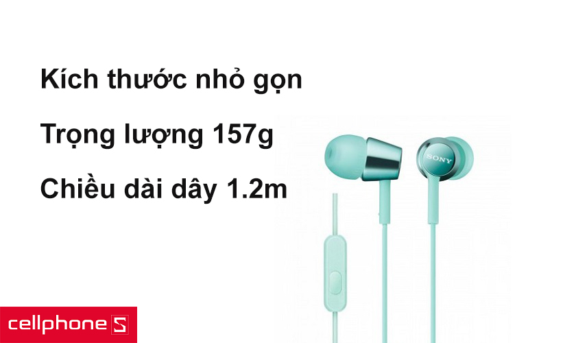 Kích thước nhỏ gọn, trọng lượng 157g