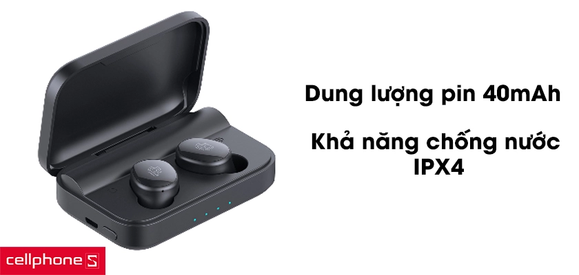 Dung lượng pin cực lớn, khả năng chống nước IPX4
