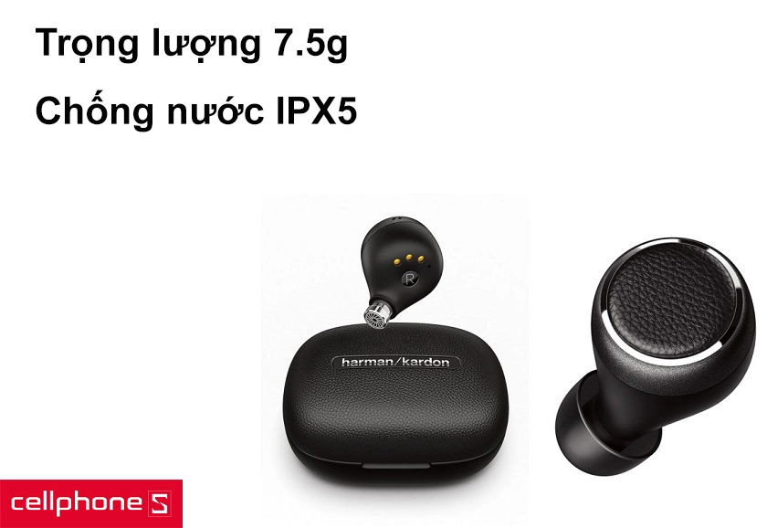Trọng lượng 7.5g, chống nước IPX5