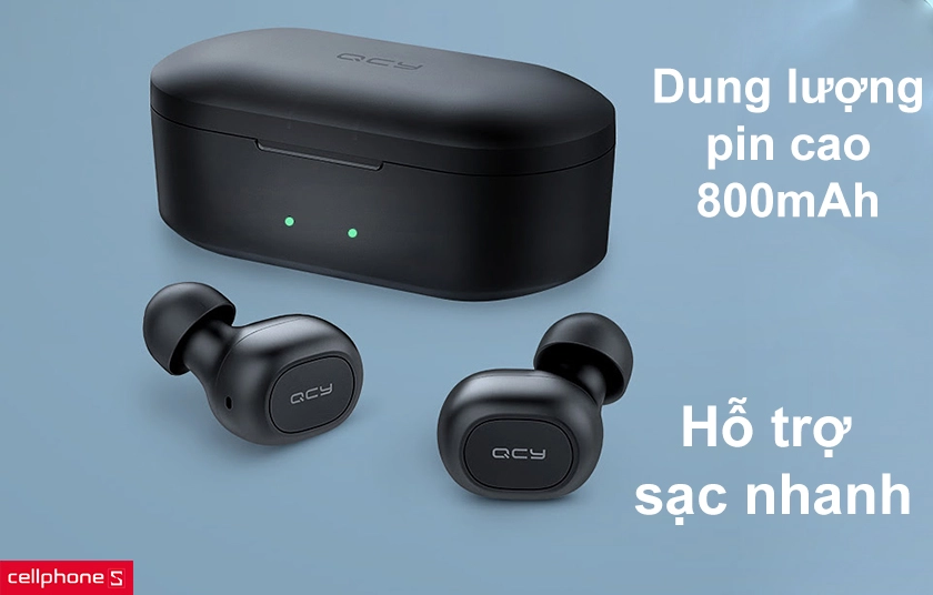 Dock sạc dung lượng 800mAh, hỗ trợ sạc nhanh