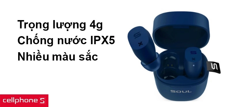 Trọng lượng 4g, chuẩn chống nước IPX5