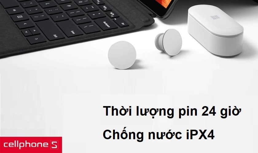 Thời lượng pin lên tới 24 giờ cùng khả năng chống nước iPX4