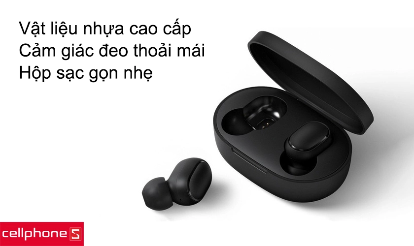 Vật liệu nhựa cao cấp, cảm giác đeo thoải mái, hộp sạc gọn nhẹ