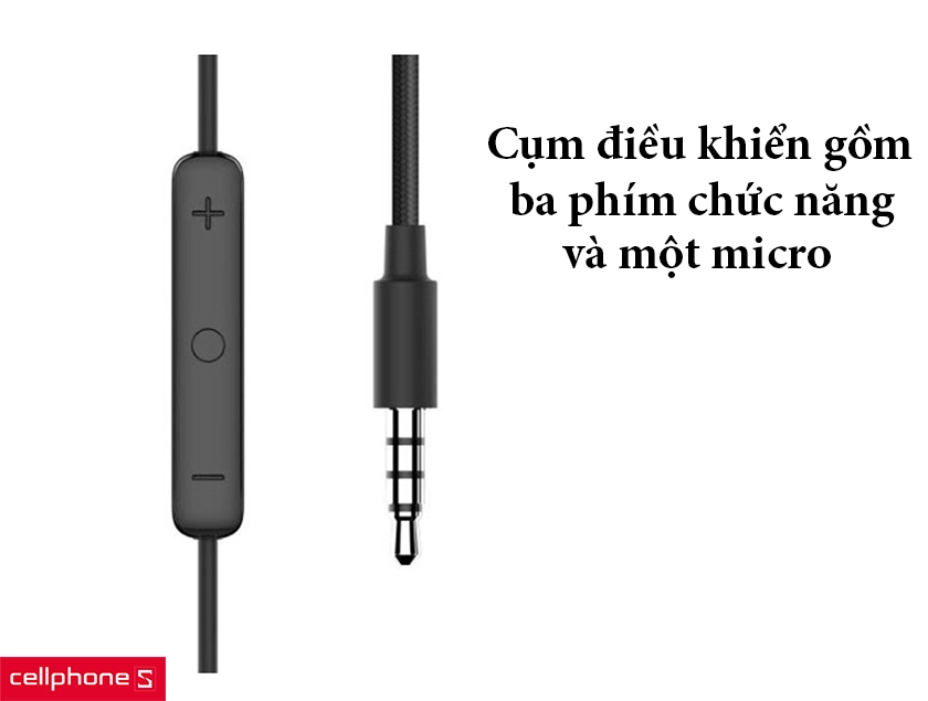 Cụm điều khiển gồm ba phím chức năng và một micro