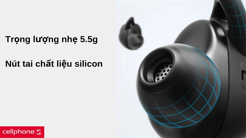 Thiết kế nhỏ gọn cùng nút tai chất liệu silicon