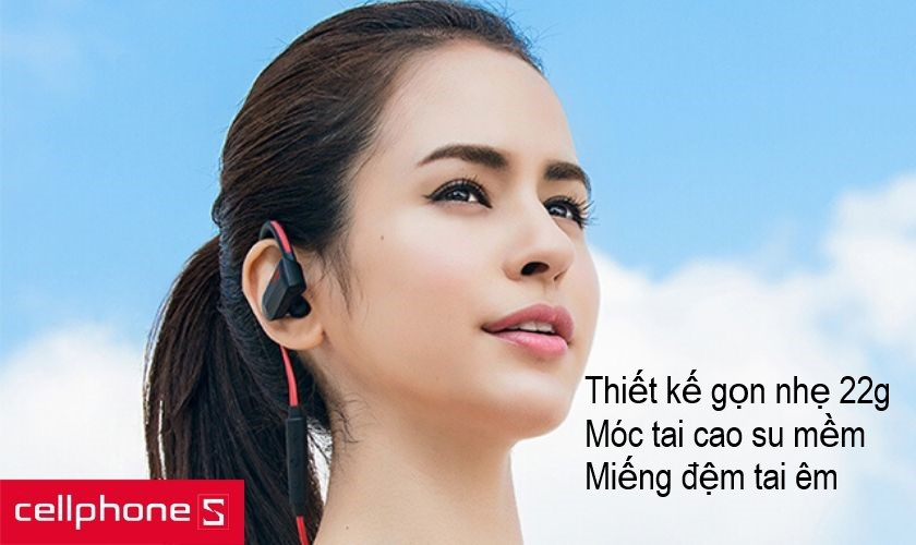 Thiết kế nhỏ gọn, khối lượng nhẹ 22g mang lại sự thoải mái khi đeo