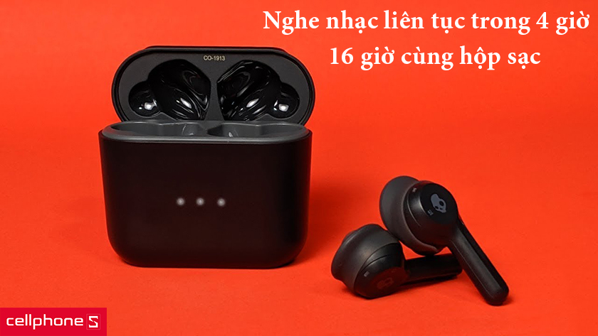 Thời lượng pin của sản phẩm là 4 giờ nghe nhạc liên tục