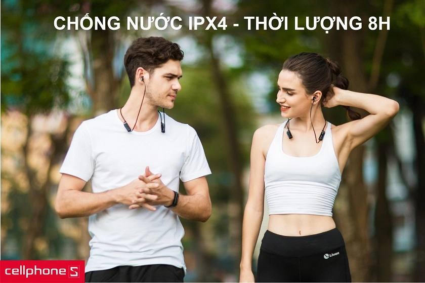 Thời lượng sử dụng lên đến 8 giờ nghe liên tục cùng công nghệ chống nước ipx4