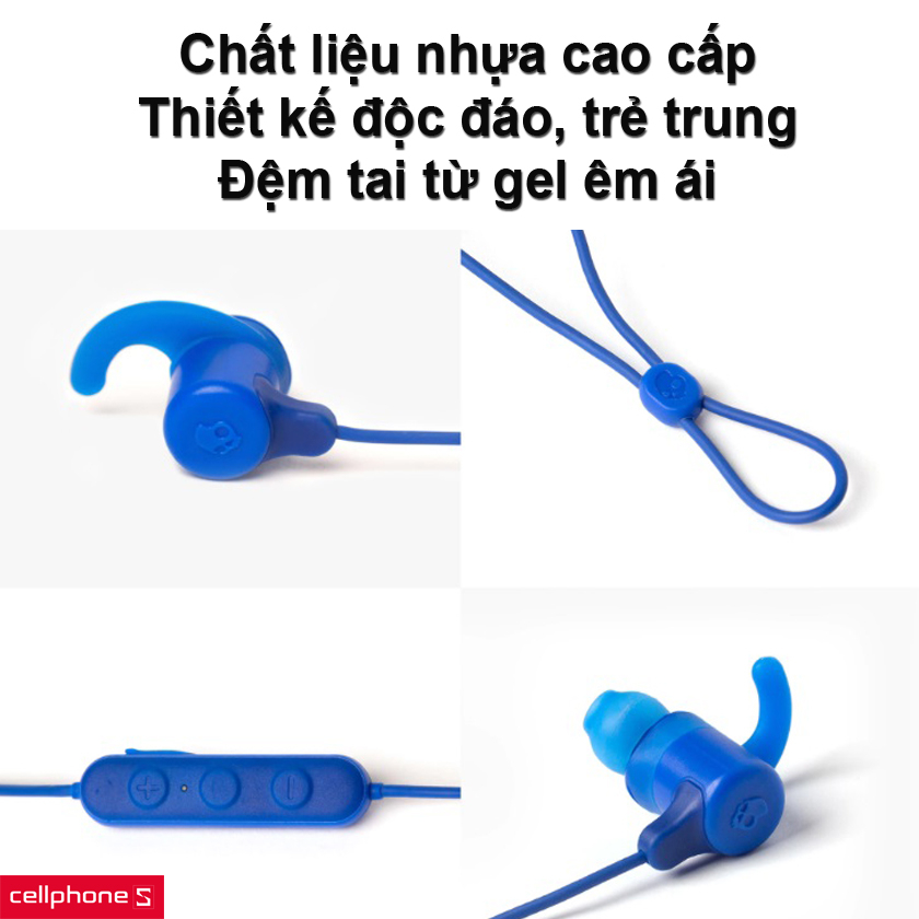 phần tai nghe được làm từ chất liệu nhựa cao cấp, trơn và có in logo của hãng