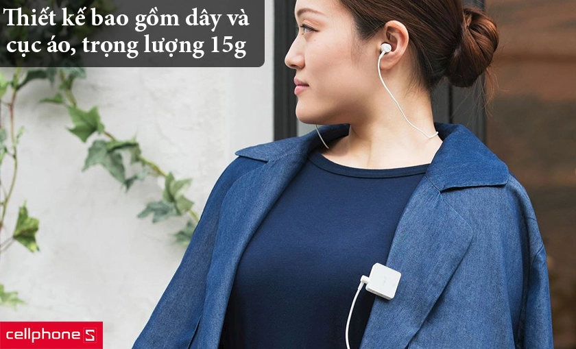 Trọng lượng 15g, cục phát kẹp vào áo người dùng