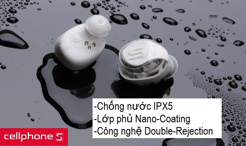 hỗ trợ khả năng chống nước IPX5