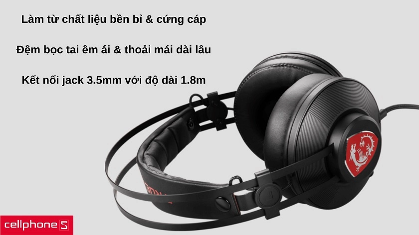 Thiết kế tông đỏ - đen chủ đạo với đệm bọc tai mềm mại và êm ái