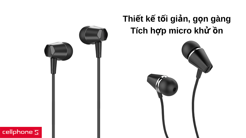 Thiết kế tối giản, gọn gàng cùng với micro khử ồn
