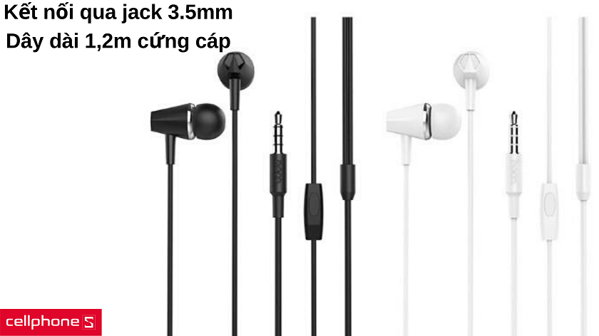 Độ dài dây 1,2m cùng cổng kết nối 3.5mm quen thuộc