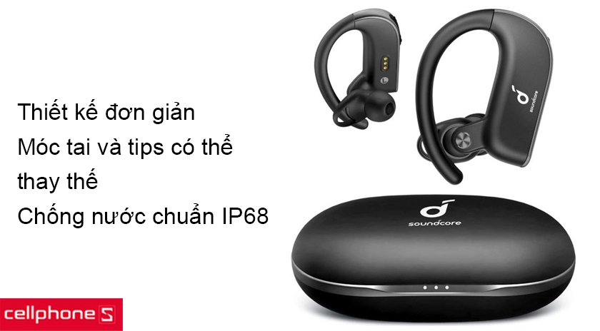 Thiết kế móc tai hiện đại, hỗ trợ phụ kiện thay thế vừa vặn và khả năng chống nước IP68