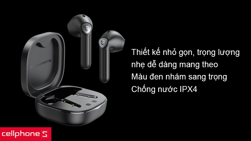 Thiết kế nhỏ gọn, cảm giác đeo thoải mái và chống nước IPX4