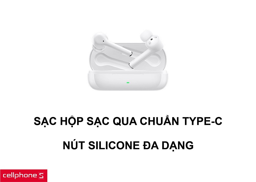 Đầu sạc cho hộp sạc chuẩn Type-C hiện đại cùng các nút tai nghe thay thế linh hoạt