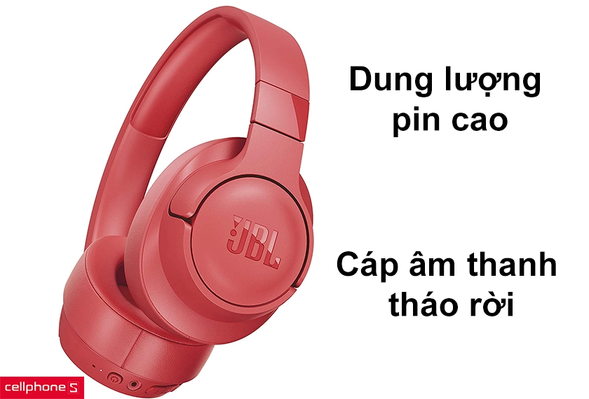 Dung lượng pin cao, cáp âm thanh có thể tháo rời