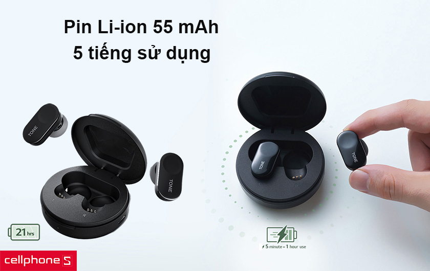 Dung lượng pin khá lớn cho thời gian sử dụng 5 tiếng