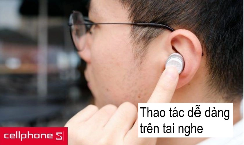 thao tác cử chỉ trên tai nghe Padmu T5 thì để dừng/phát nhạc, nhận cuộc gọi