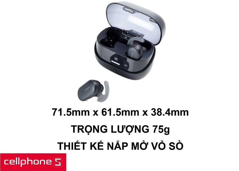 Thiết kế linh hoạt với hộp đựng và tai nghe kết nối không dây rời