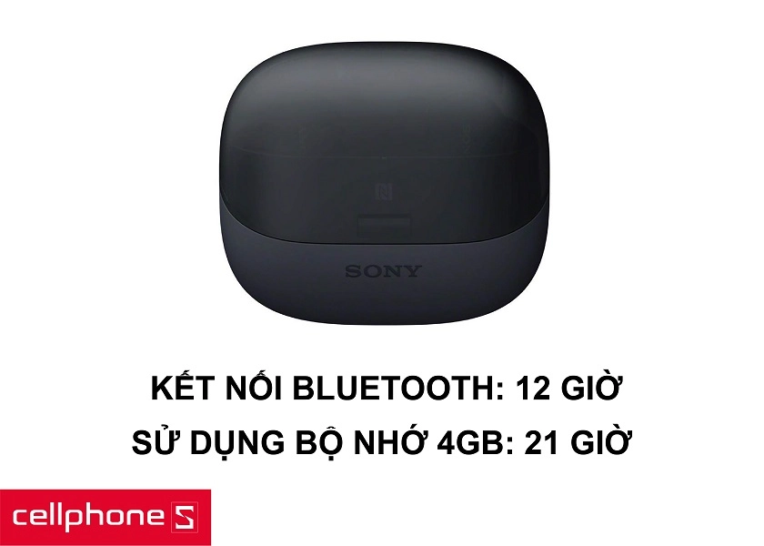 Thời lượng pin tai nghe 4 giờ và lên đến 21 giờ khi sạc qua hộp sạc