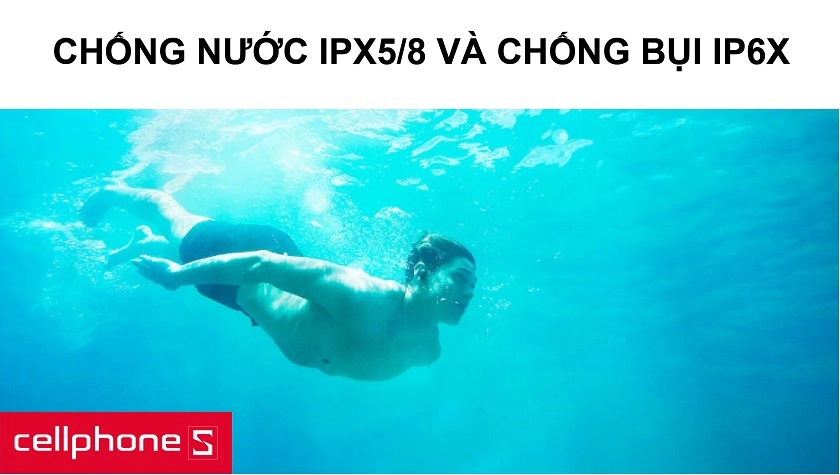 Chuẩn chống nước IPX5/8 cho khả năng hoạt động thể thao linh hoạt cùng 4GB bộ nhớ