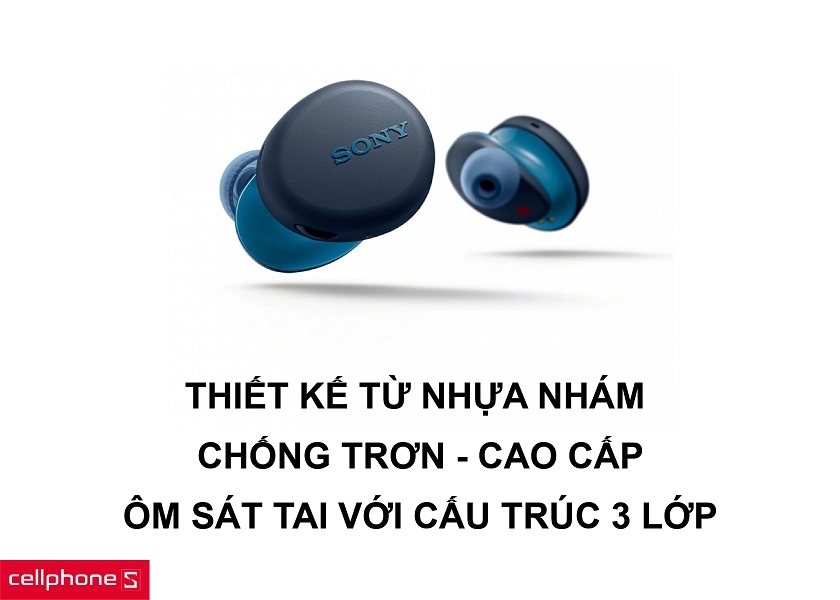 Thiết kế từ nhựa nhám chống trơn, cao cấp cùng khả năng chống rơi rớt, ôm sát tai
