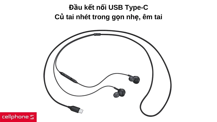 Sử dụng đầu kết nối Type-C với củ tai nhét trong vừa vặn, êm tai