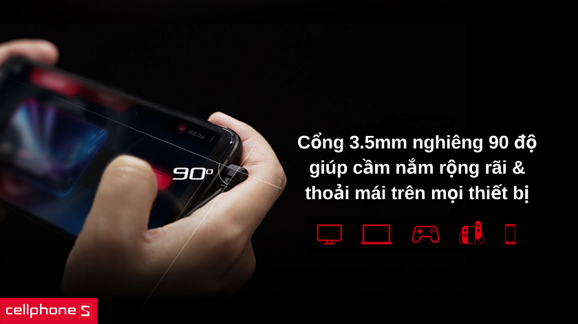 Cổng 3.5mm xoay 90 độ hoàn hảo cho mọi thiết bị tay cầm