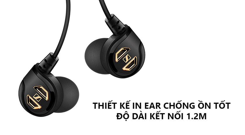 Thiết kế in ear chống ồn tốt, độ dài kết nối 1.2m