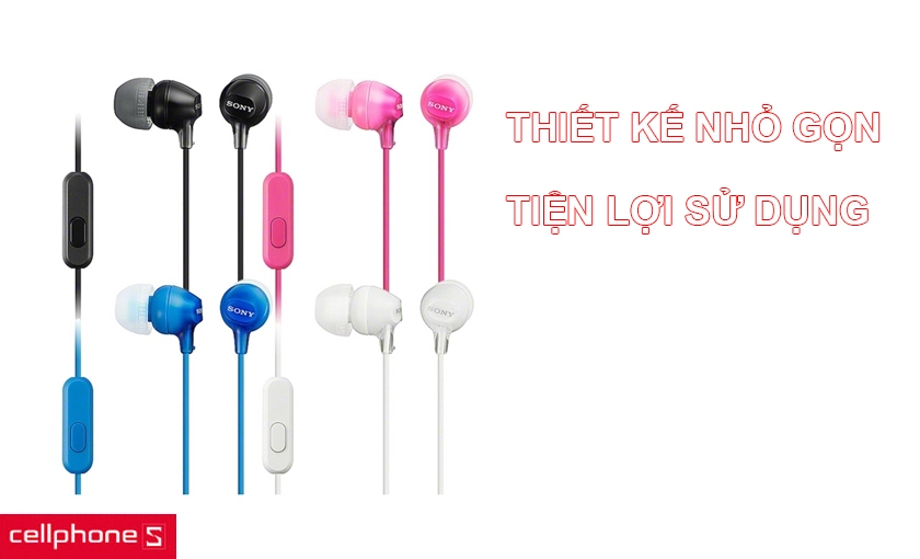 Thiết kế của tai nghe MDR-EX15AP khá nhỏ gọn, kiểu dáng hiện đại và trẻ trung