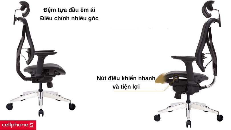 Tựa đầu êm ái, điều chỉnh nhanh tiện