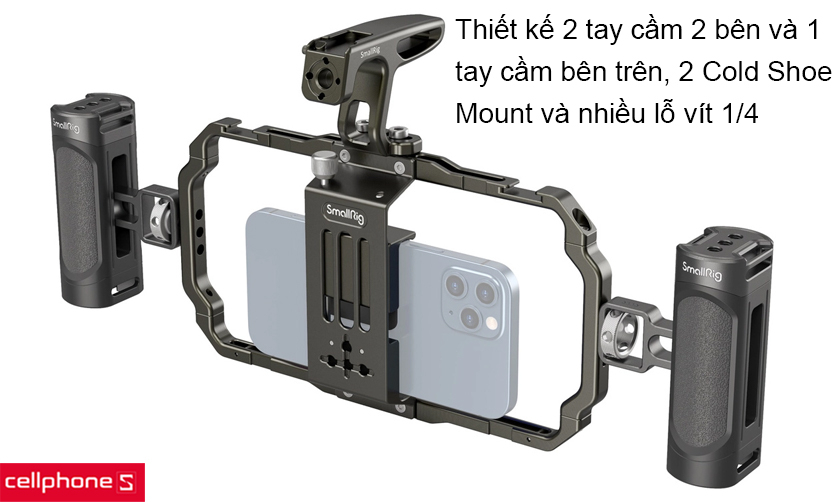 Thiết kế hỗ trợ quay video ổn định hơn, lắp được nhiều phụ kiện hơn nhờ các lỗ vít có sẵn