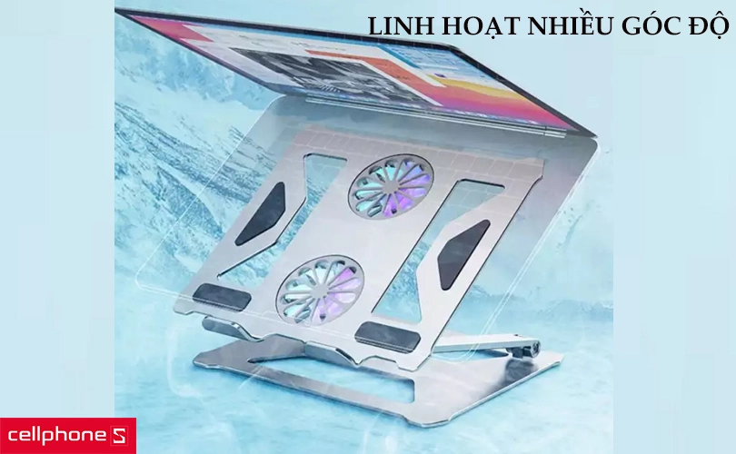 Giá đỡ laptop/ Macbook S-Case hợp kim nhôm có quạt tản nhiệt đa năng
