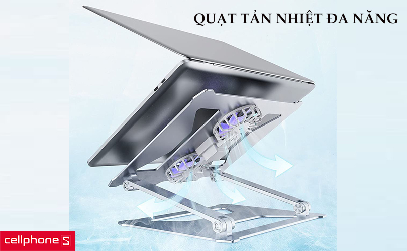 Giá đỡ laptop/ Macbook S-Case hợp kim nhôm có quạt tản nhiệt đa năng