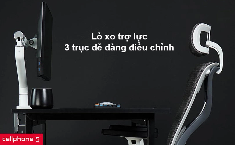 Có lò xo trợ lực và 3 trục giúp dễ dàng điều chỉnh