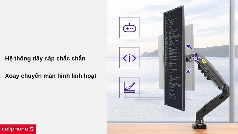 Hệ thống dây cáp cố định monitor chắc chắn
