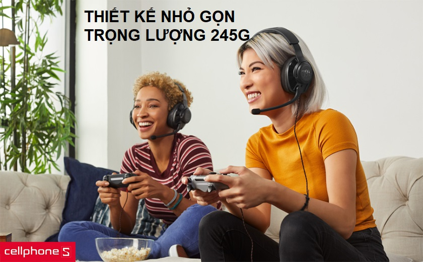 Thiết kế chụp tai nhỏ gọn, đệm tai êm ái, trọng lượng 245g
