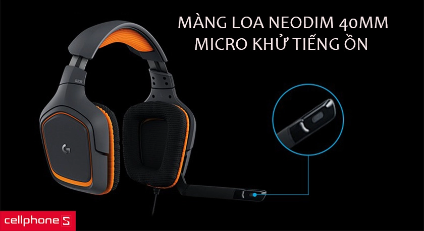 Âm thanh Stereo chất lượng, màng loa 40mm