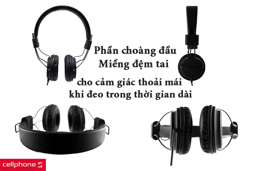 phần choàng đầu và phần miếng đệm tai mềm bao kín tai được thiết kế tối ưu nhằm tạo cảm giác thoải mái